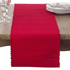 Fennco Styles Classic Everyday Ribbed Cotton Table Runner Add a touch of texture and classic design to your tabletop with the contemporary tablecloth. The ribbed design creates a timeless style, although it's perfect for casual dining, holiday celebrations, or everyday dcor use, this lovely table runner can easily be used for any occasion. Pair with solid color dinnerware and accessories for a cohesive look. PRODUCT DETAILS : Dimensions: 13 x 108 inches Material: cotton Care Instructions: cold h Formal Table Setting, Quilted Placemats, Casual Entertaining, Kitchen Tablecloths, Dining Table Runners, Red Table, Design Table, Linen Table Runner, Williams Sonoma