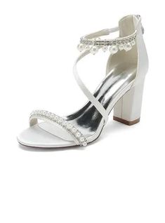 JJ's House Pearl Tassel Women's Chunky Heel Block Heel Wedding Party Cocktail Summer Ankle Strap Sandals Wedding Sandals Bridal Shoes Elegant Satin Zipper Open Toe Wedding Shoes. #JJ's House #Pearl #Tassel #Women's #ChunkyHeel #BlockHeel #Wedding #Party #Cocktail #Summer #AnkleStrapSandals #WeddingSandals #BridalShoes #Elegant #Satin #Zipper #OpenToe #WeddingShoes Open Toe Block Heels For Wedding, Elegant Silver Block Heels For Wedding, Silver Open Toe Wedding Shoes For Reception, Silver Block Heels For Wedding, White Open Toe Heels For Wedding Reception, Bridal Shoes Pearl, Cocktail Shoes, Sandals Bridal, Elegant Wedding Party