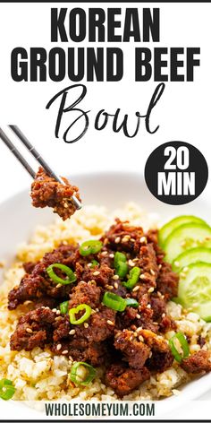 Korean Beef Bowl Keto Korean Beef, Korean Ground Beef Bowl, Ground Beef Bowl, Keto Korean, Keto Chinese Food, Korean Beef Recipes, Korean Ground Beef, Korean Beef Bowl