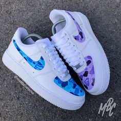 Custom Sneakers Diy, Purple Camouflage, Custom Painted Shoes, Custom Shoes Diy, Nike Shoes Air Force