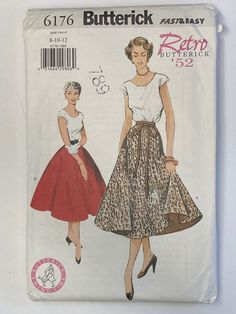 a woman's skirt and top sewing pattern from butterick, featuring the front