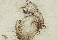 a drawing of a cat sitting on the ground