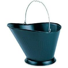 a black bucket with a handle on the top and handles attached to it's sides