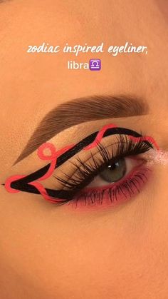 Zodiac Signs Makeup Looks, Colorful Graphic Eyeliner, Zodiac Signs Makeup, Fun Eyeliner Looks, Graphic Eyeliner Tutorial, Eyeliner For Downturned Eyes, Blue Eyeliner Looks, Color Eyeliner Makeup, Libra Pisces