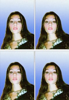 four different pictures of a woman's face, with multiple angles to show the same person's facial expression