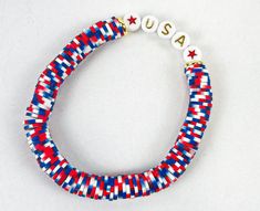 USA patriotic pop bracelet Patriotic Multicolor Stretch Bracelet For 4th Of July, Patriotic Round Beads Stretch Bracelet For 4th Of July, Adjustable White Bracelet For 4th Of July, Patriotic Tie Dye, Patriotic Bracelet, Vinyl Disc, Beaded Braclets, Homemade Bracelets, Craft Board