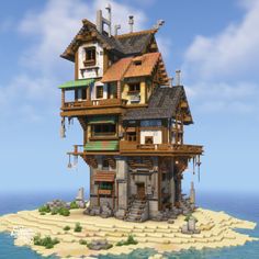 an island with a house built on top of it