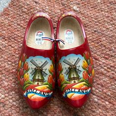 Traditional Dutch Wooden Shoes, Bought In Amsterdam , Size 7.5, But I Never Bought Them To Wear Them, But For Decoration Made In Netherlands Dutch Wooden Shoes, Wooden Clogs, Wooden Shoes, Shoes Color, Netherlands, Amsterdam, Clogs, Accent Decor, Size 7