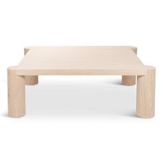 a wooden coffee table with two legs on the bottom and one leg raised to the side