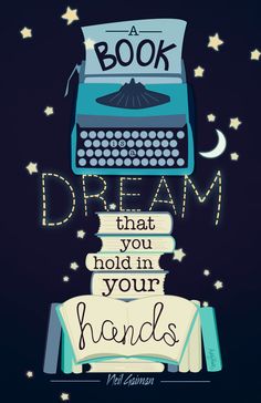 a poster with an old typewriter on top of it and the words dream above it