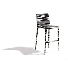 a black and white striped chair on a white background