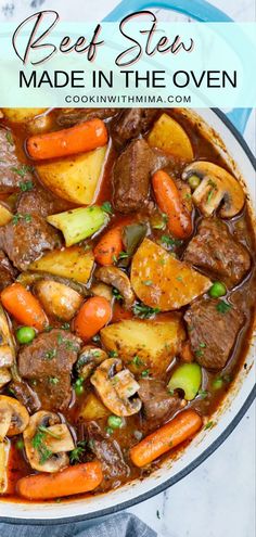 beef stew made in the oven with carrots and potatoes