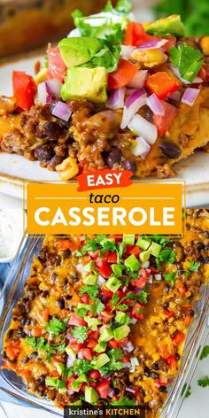 easy taco casserole recipe on a plate