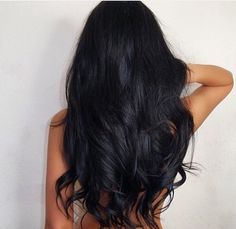 Black Hair Color, Long Dark Hair, Long Black Hair, Long Black, Blue Hair, Beauty Hair