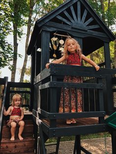 Black Playground Makeover, Staining Playset, Playset Painting Ideas, Under Playset Ideas, Black Playset, Black Playhouse, Black Playground