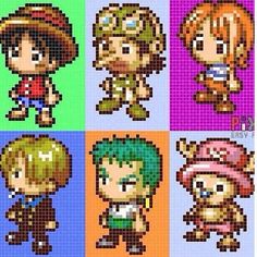 pixel art with different characters and colors