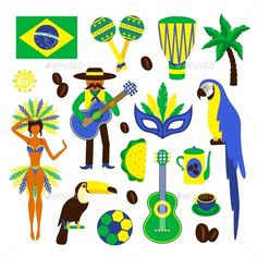 an image of people and symbols in the style of brazil stock photo, royalty - free