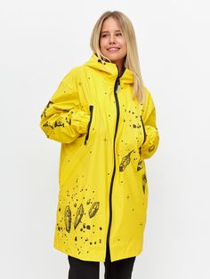 Introducing our exquisite raincoat - the perfect combination of style and comfort. It has a fascinating pattern that will add charm and uniqueness to your look. The lightweight waterproof fabric provides protection from moisture and wind. Whether you are going for a walk or a business meeting, this raincoat from OneFace will become your favorite. �🖤 Sizes: 42(S), 44(M), 46(L), 48(XL) 🖤Color: black, yellow 🖤Material: polyester 100% 🖤Pattern: style with print 🖤Style: unisex raincoat 🖤Season: Raincoats For Women, Business Meeting, Style Expert, Waterproof Fabric, A Walk, Abstract Print, Fashion Prints, Favorite Outfit, Rain Jacket