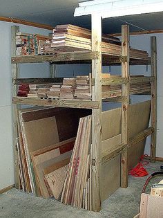 the shelves are full of books and magazines in this room that needs to be remodeled