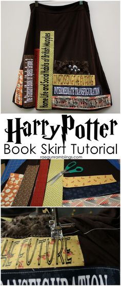 the harry potter book skirt is shown with instructions to sew and sew it