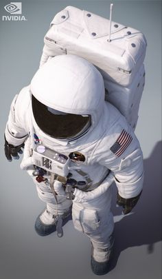 an astronaut is carrying two suitcases on his back