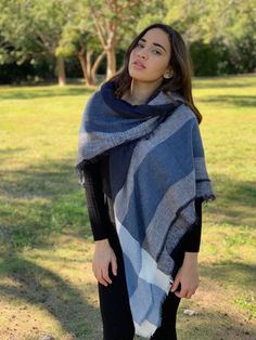 Navy Blue Plaid Blanket Scarf, Bridesmaid Shawl, Oversized Scarf, Personalized Scarf, Navy Shawl for Wedding, Shawls Wraps, Plaid Shawl by INTHEBAGDesign on Etsy Blue Fall Shawl, Navy Blue Blanket, Shawl For Wedding, Blue Plaid Blanket, Bridesmaid Scarves, Scarf Outfit Winter, Navy Shawl, Plaid Wedding, Personalized Scarves