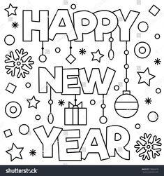 Happy New Year Coloring Pages, New Year Printables, New Year's Eve Activities, An Nou Fericit, New Year's Crafts, Scrapbooking Photo, Coloring Pages To Print