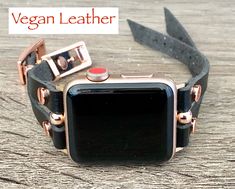 High Quality 7mm Black Vegan Leather Strap. Trendy Leather Strap Watch Bands As Gift, Cuff Bracelet Strap Watch Band Gift, Cuff Watch Band With Bracelet Strap As Gift, Gift Cuff Watch Band With Bracelet Strap, Adjustable Rose Gold Watches With Leather Strap, Black Cuff Watch Band For Gift, Black Cuff Watch Bands For Gift, Black Cuff Watch Bands As Gift, Black Cuff Watch Band As Gift