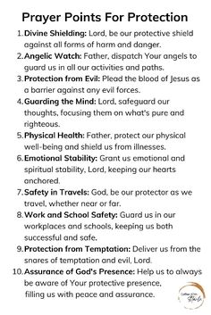 the prayer poster for prayer points for protection