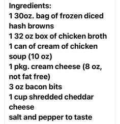 the ingredients for chicken broth are shown in black and white, with text on it