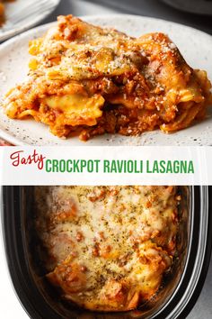 two pictures showing different types of lasagna