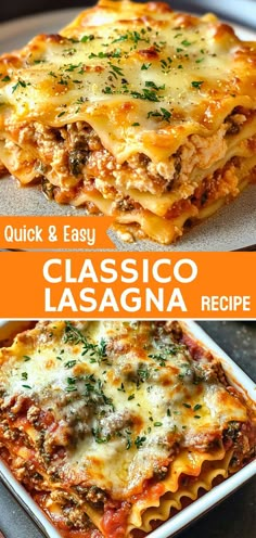 an image of lasagna casserole with meat and cheese