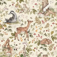 an animal themed wallpaper with various animals on it