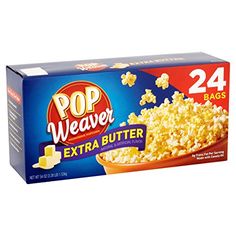 pop weaverr extra butter popcorn, 24 - ounce boxes pack of 12 packs