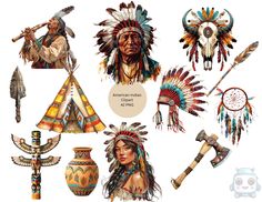 Native American Background, Native American Clip Art, Indian Clipart, Indians Svg, Native American Stickers, Native American Svg, Frames Design Graphic, American Indian Tattoos, Native American Chief