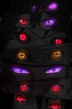 an image of many different colored eyes in the dark