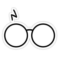 a harry potter glasses sticker with a lightning bolt sticking out of it's side