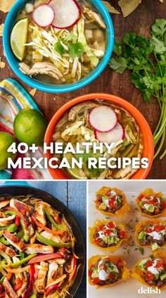 mexican food with the title text overlay reads 40 healthy mexican recipes