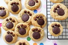 chocolate chip cookies are arranged on a cooling rack