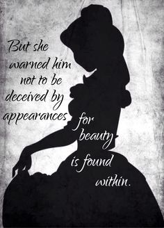 a silhouette of a woman with the words, but she wanted him not to be deceived by appearance is found within