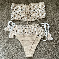 This Suit Is Brand New Never Worn Or Washed. Purchased From A Etsy Sellar. The Top Laces Up The Front And The Bottoms Tie Off On The Sides.This Suit Is A One Of A Kind Made To Order. The Top Is See Thru So I Am Including A Pair Of Bra Padding To Keep It Discrete. Unless Your More On The Daring Side Lol. Tropical Bathing Suits, Sporty Swim, Navy Blue Bikinis, Crochet Bathing Suits, Swimming Bathing Suits, Mink Pink, Swim Suit Bottoms, Padded Bras, Lace Tops