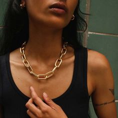 - 18k yellow gold filled  - 18" long chain Gold Oval Link Clavicle Chain Jewelry, Gold Oval Link Clavicle Chain, Gold Jewelry With Oval Link Clavicle Chain, Gold Jewelry With Clavicle Chain And Oval Link, Gold Plated Oval Link Clavicle Chain Necklace, Gold Plated Clavicle Chain Necklace With Oval Links, Gold Oval Link Clavicle Chain Necklace, Modern Gold Clavicle Chain Necklace, Top Rings