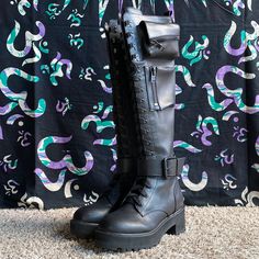 Love These Boots So Much, But They’ve Been Sitting In My Closet. I’m Usually A 7.5/8 And These Fit Perfectly. Only Worn Once, Cleaned The Soles And They Look Brand New. Pocket Boots, Dolls Kill Shoes, Current Mood, Dolls Kill, Women Shoes, Dolls, Brand New, Boots, Women Shopping