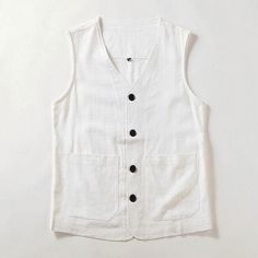 Men's Casual Shirt Cotton Linen Vest Pockets Sleeveless Waistcoat Jacket Mens Casual Shirt, Sleeveless Waistcoat, Linen Vest, Outwear Jackets, Mens Casual, Casual Shirt, Brands Outlet, Men's Casual, Casual Shirts For Men