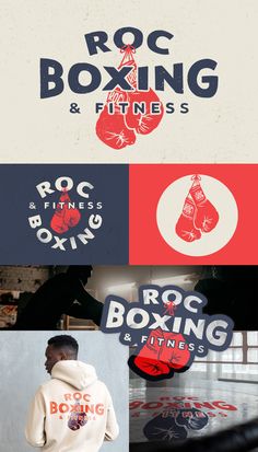 the logos for boxing and fitness equipment are shown in this collage with different colors