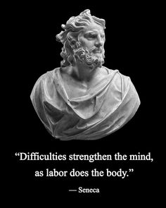 a statue with a quote on it that says,'difficultes straighten the mind, as labor does the body? '