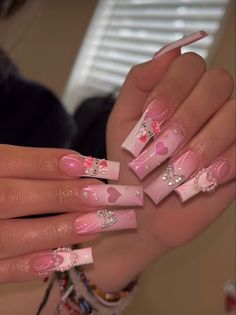 Pink Nails Korean, Cute Nails For Birthday Pink, Kawaii Pink Nails, Cute Nails For Birthday, Chrome Nails Coffin, Y2k Pink Nails, Korean Glass Nails, Pink Birthday Nails