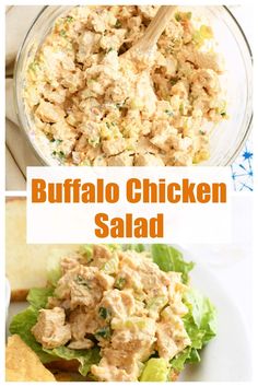 chicken salad with lettuce and cheese in a bowl