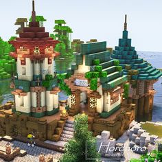 Horohoro (@horohoro_minecraft) • Instagram photos and videos Pokemon Minecraft Builds, Mc Houses, Minecraft W, Minecraft Garden