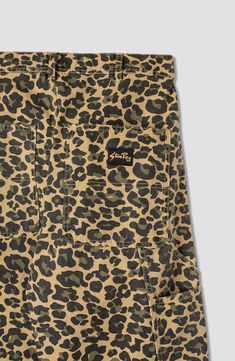 Leopard-print cotton cloth makes it easy to prowl in painter pants styled with plenty of functional pockets and a baggy, '90s-throwback fit. Zip fly with button closure Five-pocket style; tool pockets; hammer loop 100% cotton Machine wash, tumble dry Made in Turkey Painter Pants, 90s Throwback, Painters Pants, Fashion Pants, Printed Cotton, Camo, Leopard Print, Painter, Straight Leg